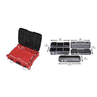 米沃奇可堆疊防水抗震收納PACKOUT 工具箱 雙機組用空箱, 空箱子含儲物盒, 1個