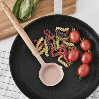 料理工具組 4件組 新款乾燥玫瑰矽膠廚房餐具組，烹飪用具首選, 1個, 淺湯勺(醬料湯勺)