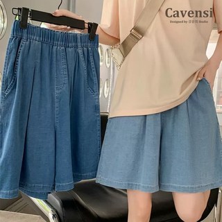 【Cavensi】100kg可穿天絲涼感牛仔短褲女，A字顯瘦五分大尺碼短褲，舒適休閒百搭款
