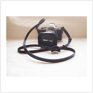 BEAGLE X2 真皮相機細背帶 (可調式) 雙鐵環版 適用多款相機, 1個, 棕皮/白線