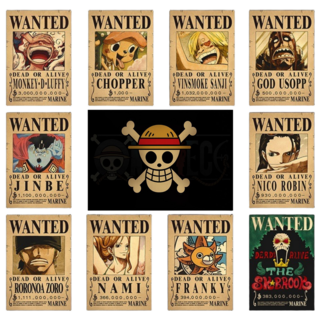 하루템 원피스 루피 밀짚모자 해적단 현상금 포스터 10+1 세트 해적기 포함 캐릭터 굿즈, 밀짚모자해적단(해적기포함)