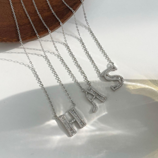 알파벳 이니셜 큐빅 목걸이 악세사리 쥬얼리