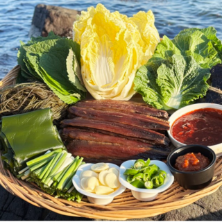 [탁월한식탁] 구룡포 완전손질 프리미엄 과메기 야채세트, 1세트, 대(20미, 진공포장세트)