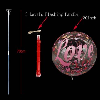 1/5/10/20/30pcs LED 조명 BoBo 풍선 다채로운 3 레벨 깜박이 손잡이 20 인치 버블 70cm 스틱, 1pcs, 20inch, red handle-F