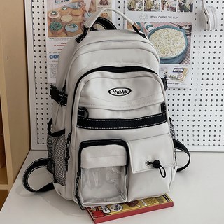 臻選好物 大容量小衆設計感雙肩包女 韓版百搭國高中學生書包男 電腦背包 上班通勤後背包, 灰色