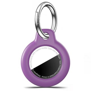 MOLOSLEEVE 키체인이 있는 에어태그 홀더 케이스 에어 태그용 충격 방지 GPS 커버 긁힘 키 체인 가방 수하물용 아이템 트래커 케이스용 액서리 블랙 [호환], C4-다크 퍼플