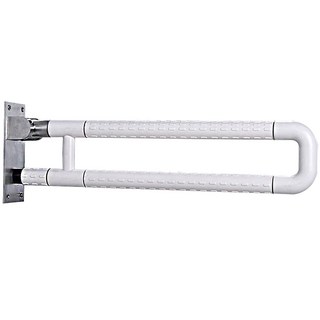 【抗菌尼龍材質】無障礙安全扶手 不鏽鋼ABS防滑廁所馬桶扶手 老人殘疾人助力欄杆, 白色, 1個