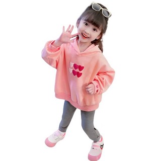 萱寶媽咪baby童裝館 韓版兒童愛心帽T衛衣，薄款長袖上衣，女童中大童連帽T恤，男童印花上衣，多色可選