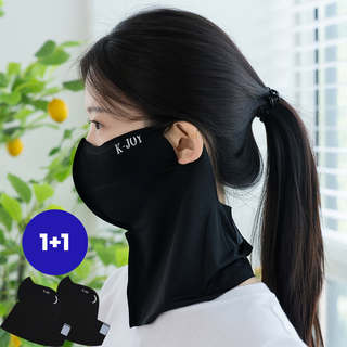 케이조이 자외선차단 러닝 골프 스포츠 마스크 1+1, 블랙+블랙 FREE, 1세트, 2매