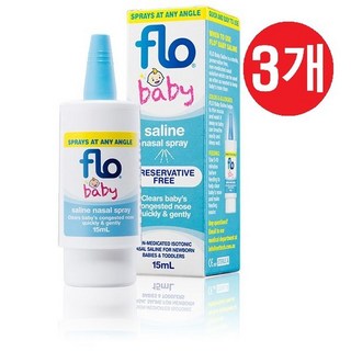[호주정품직구] FLO 베이비 아기 코막힘 식염수 스프레이 - FLO Baby Saline Nasal Spray 15ml, 3개