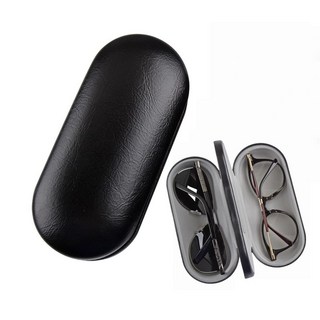 2구 더블 가죽 하드 안경케이스 이중수납 데일리 휴대용 안경집