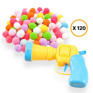 앙플러스 고양이 뿅뿅이 양모볼 장난감 공 볼 슈팅건, 1개, 혼합색상