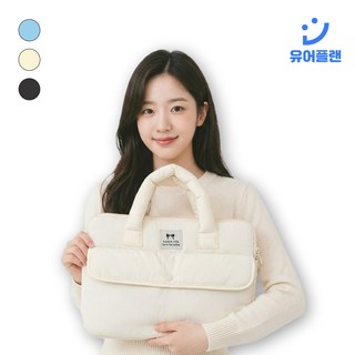 유어플랜 예쁜 포켓 아이패드파우치 노트북가방, 1개, 아이보리