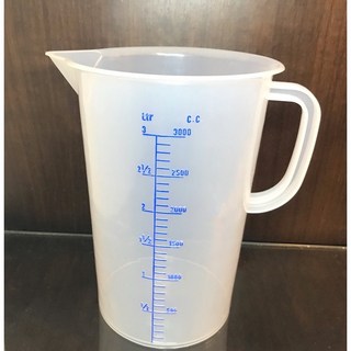 立騰玻璃塑膠燒杯 100ml-3L有柄量杯 藍色刻度PP材質 耐用實驗量具, 1個, 3L