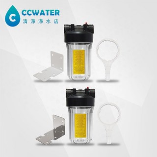 【清淨淨水店】10吋大胖烤漆吊片濾水器/不銹鋼吊片/黑蓋透明瓶/淨水器.水族過濾.全戶式過濾.水塔過濾含濾心800元起。, 1個, 10"大胖黑蓋透殼配烤漆吊片+標準扳手,搭10"大胖CP-NSF認證通過5微PP