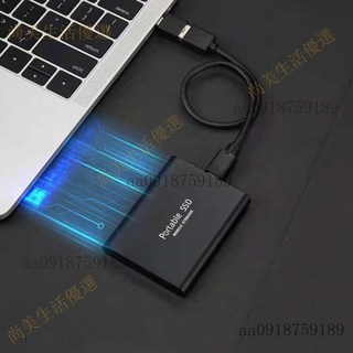 超大容量行動硬碟1TB 2TB 4TB高速固態硬盤 SSD移動硬碟 USB3.1送轉接頭外接式硬碟, 黑色,2TB