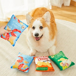 이지유 바스락 봉지 과자 장난감 3종 세트 애견 감자칩 포테이토 봉제 애착 인형, 혼합, 1개