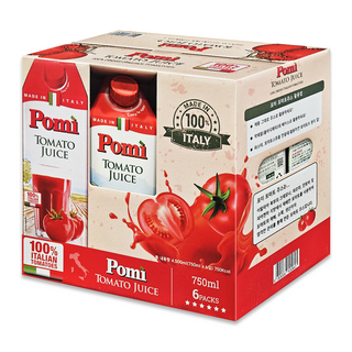 포미 토마토주스 착즙 100% 무설탕 무가당 트레이더스, 750ml, 6개