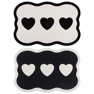 투데이리빙 1+1 빨아쓰는 하트 웨이브 규조토 발매트 욕실 화장실 매트 주방 발판 미끄럼방지 물흡수 발수건 대형 예쁜 바닥 러그, 2개, R98363B(블랙+베이지