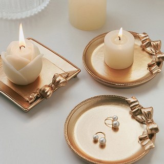 小燭台 蠟燭座 蠟燭托 蠟燭架 蠟燭盤 蠟燭台 香氛蠟燭台 ins香薰蠟燭托盤底座 桌面裝飾容器 輕, 銀色,圓形1個