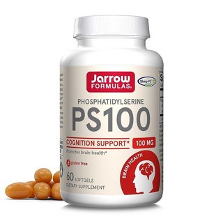 Jarrow Formulas PS100 포스파티딜세린 100mg 뇌 건강 및 인지 지원을 위한 식이 보충제 소프트젤 60개 20-60일 분량, 60 Count (Pack of 1), 1개