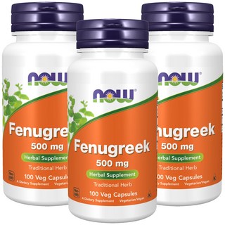 NOW Foods 葫蘆巴500mg植物膠囊, 100顆, 3罐