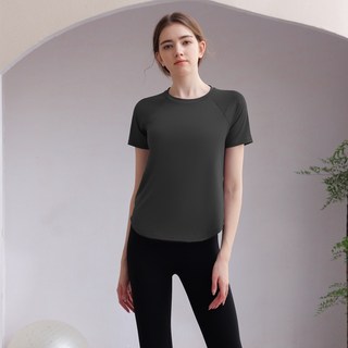 LESSO STORE 女生輕薄透氣運動短袖上衣 高彈速乾瑜伽健身T恤 後背網口設計