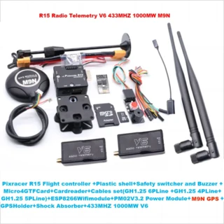 픽스레이서 R15 오토파일럿 PX4 픽스호크 비행 컨트롤러 M8N/M9N/M10 GPS 라디오 텔레메트리 V6 세트 RC 쿼, 15 433MHZ 1000MW M9N