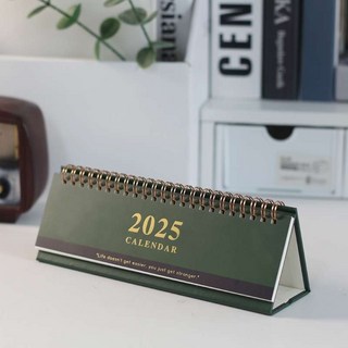 嘉義出貨 2024-2025年桌曆日曆臺曆 簡約桌面擺件自律打卡迷你辦公月曆記事本計劃本, 1個, 深綠 2024年7月-2025年, 深綠