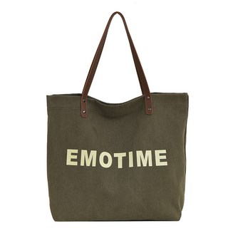 EMOTIME休閒帆布大容量手提單肩託特包