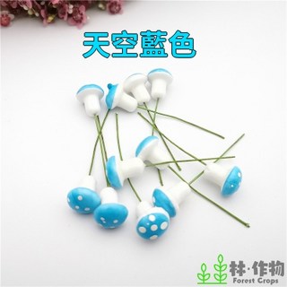 林·作物 Forest Crops 微景觀仿真蘑菇 盆栽園藝裝飾 苔蘚多肉植物擺件 天空藍, 1個