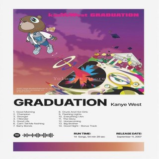 K-카니예 웨스트 팝 래퍼 음악 앨범 커버 가수 포스터 및 인쇄물 캔버스 인쇄 거실 카페 장식 벽 아트 그, 01 4