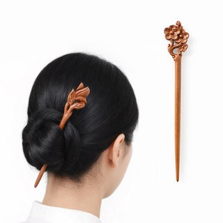 전통 원목 비녀 ( 우아한 비녀꽂이 한복 장식소품 우드 뒤꽂이 올림머리 헤어핀 악세사리 외국인선물 한국기념품 나무비녀 )