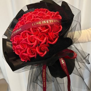 【喵喵 】禮物 送禮母親節禮物永生花520禮物送女生朋友玫瑰三生三世永生花香皂花束錶白求婚女朋友, 【黑紗款】可可小姐33朵+燈串賀卡