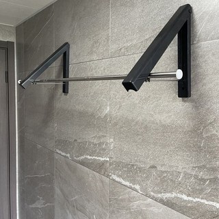 隱形摺疊晾衣架 牆壁式免打孔 伸縮曬衣杆 浴室宿舍掛衣架, 經典黑色,免打孔 隱形衣架單個