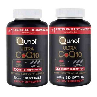 퀴놀 Qunol 퀴놀 울트라 코큐텐 100mg 180정 x2통 비타민 E 함유, 2개