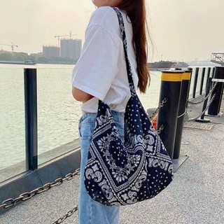 페이즐리 에코백 가벼운 여성 숄더백 여행 데일리 쇼퍼백 보헤미안 히피 가방