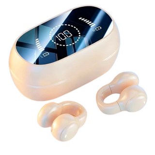 無線藍牙耳機，舒適配戴，數位顯示電量，智能降噪，運動休閒適用, 肤色, X51夹耳耳机【肤色】