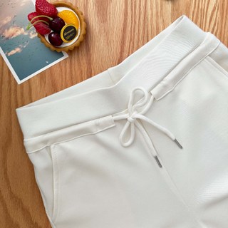 太空棉拼接抽繩綁帶闊腿喇叭長褲 寬鬆休閒高腰顯瘦寬褲女 秋冬長褲