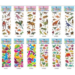 萱寶媽咪baby童裝館 聖誕節泡泡貼3D立體水晶寶石貼紙，閃亮燙金鑽石裝飾，多款動物交通工具造型泡綿立體貼紙, 044恐龍系列貼紙(隨機5入出貨)