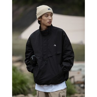 山系戶外三防衝鋒衣情侶款半拉鍊拼接機能夾克