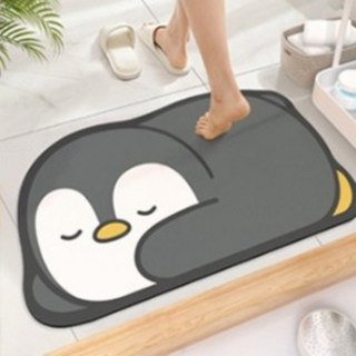 나가노라 빨아쓰는 동물 캐릭터 현관 욕실 화장실 발매트 물기흡수 미끄럼방지, 펭귄, 1개