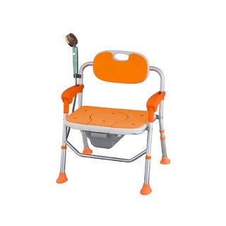 Mommy Want 多功能洗澡椅 鋁合金馬桶椅 防滑沐浴椅 老人孕婦洗澡椅, 橘-可折壘坐便款, 1箱