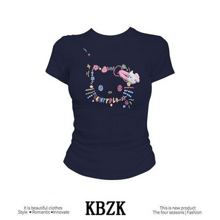 240G獨特正肩短袖t恤女夏季修身多巴胺打底衫百搭上衣女