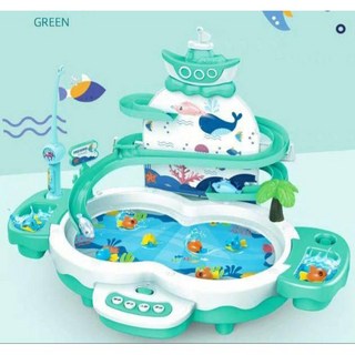 《菲比尋常》1567-9 釣魚英雄 兒童益智早教電動釣魚玩具池, 活動-綠, 1個