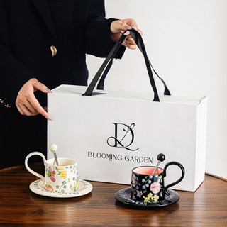 高級感咖啡杯碟套裝 喬遷新居伴手禮 送女生生日禮物 送新人結婚禮物 交換禮物, 春日花園（專屬禮盒套裝：2杯2碟）, 1個