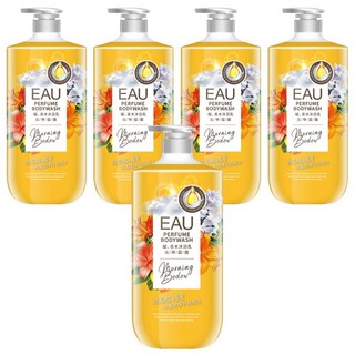 EAU 淨耀 香水沐浴乳 沁寧晨露 天然植物成分 玻尿酸+蘆薈 深層清潔 平衡油脂 水嫩保濕, 1L, 5罐