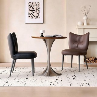 新款餐椅簡約時尚彈簧椅子家用餐椅現代酒店簡約咖啡廳餐廳靠背凳 高級感餐桌椅 奶油風餐椅 法式簡約現代餐桌椅, 1個, 經典黑【貓爪皮面料】加厚碳鋼椅腿,【外貿升級款】帶彈簧座包