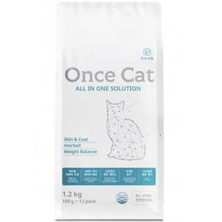 원스캣 고양이사료 알러지 가수분해 다이어트 헤어볼, 오리, 1.2kg, 1개