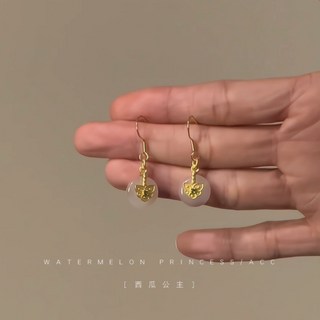 粉玉酥 新中式耳環 搭配旗袍漢服 古風小耳飾 女生時尚配飾 日韓風新年裝飾